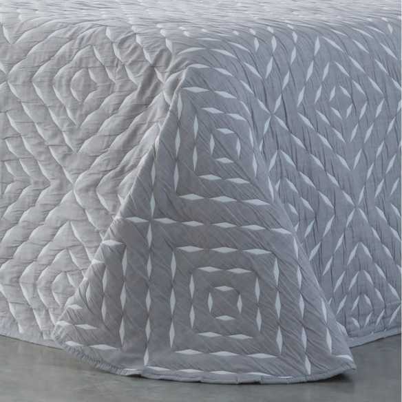 detalle colcha bouti reversible suances gris