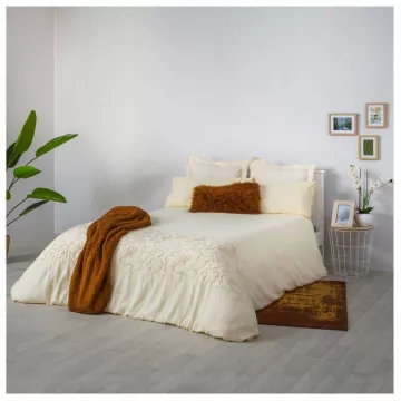 funda nordica beige bordada