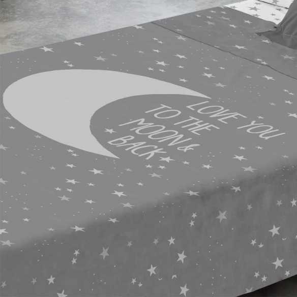 detalle sabana gris infantil moon grey