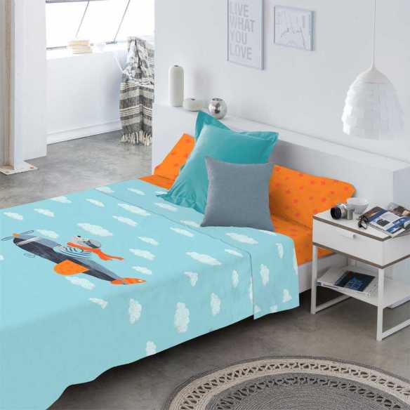 sabanas infantil juvenil azul aviador