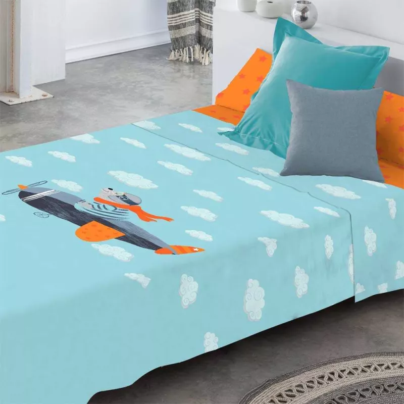 sabanas infantil juvenil aviador azul