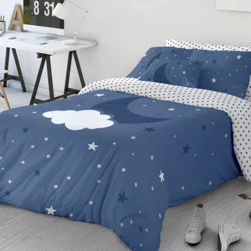 funda nordica infantil juvenil azul luna y nube 2