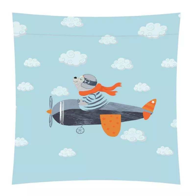 funda de cojin azul aviador