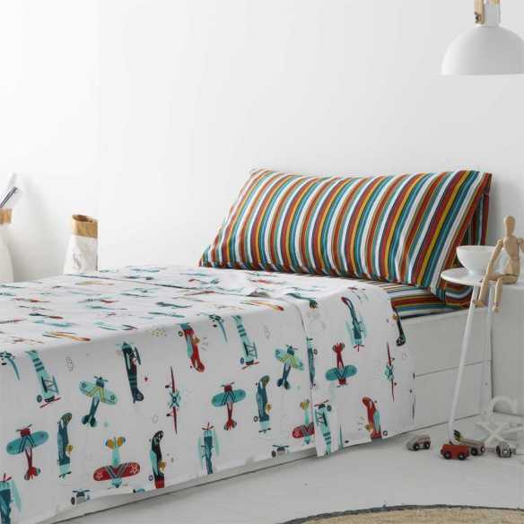 juego de sabanas avioncitos multicolor