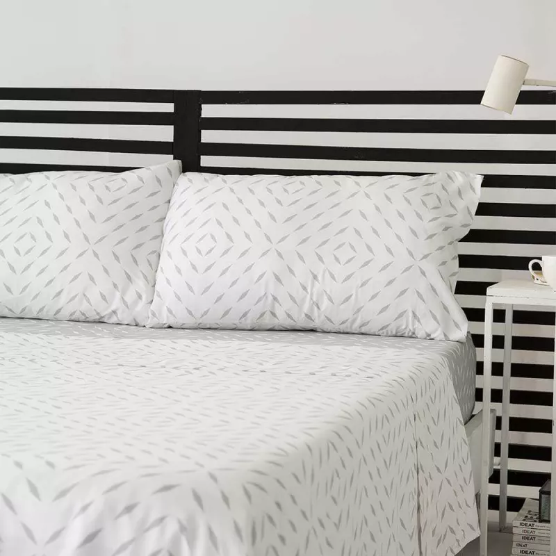 sabana bambu organico loto blanco y gris