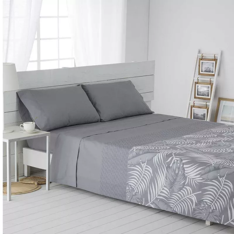 juego de cama gris algodon