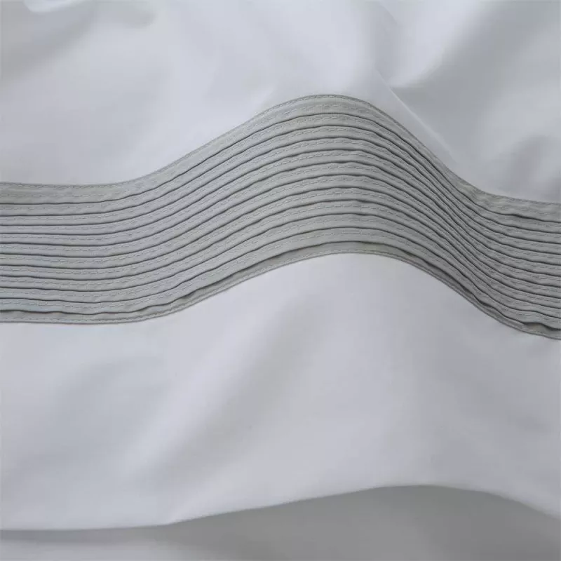 juego de cama con cenefa gris percal algodón 200 hilos