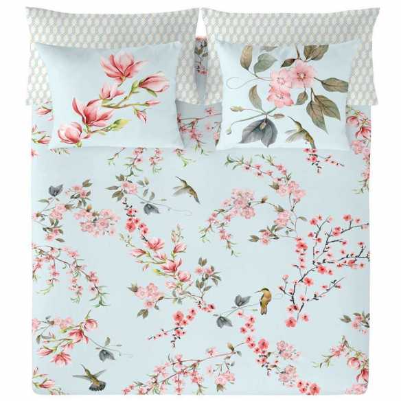 funda de edredón nórdico azul turquesa percal algodón 180 hilos