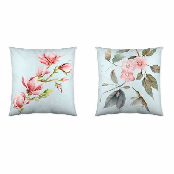 funda de cojín azul turquesa percal algodón 180 hilos