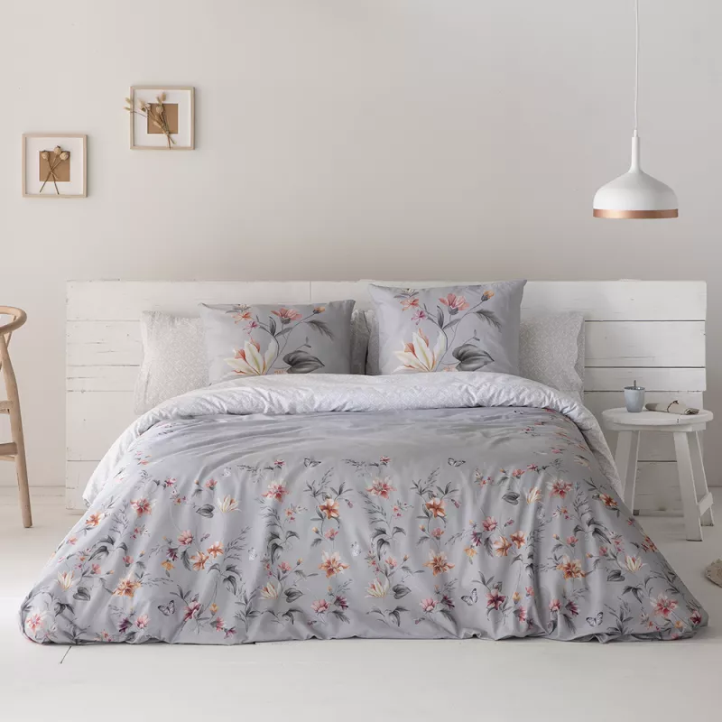 vista frontal funda edredón gris