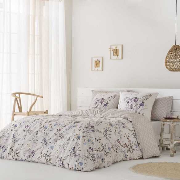 funda nórdica percal algodón beige 180 hilos