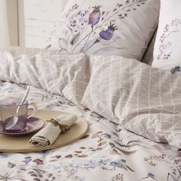 funda de edredón reversible percal algodón beige