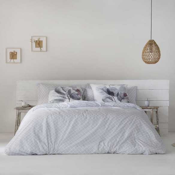 funda edredón gris reversible percal algodón