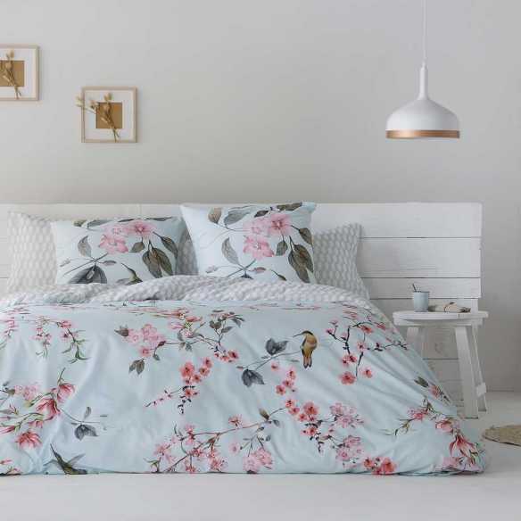 funda edredón percal algodón 180 hilos azul turquesa