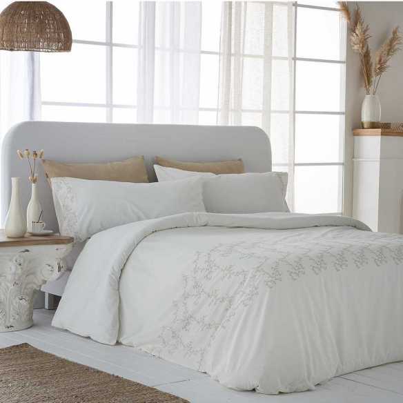 funda nórdica percal algodón 200 hilos beige