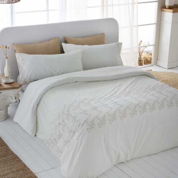 funda de edredón percal algodón 200 hilos beige