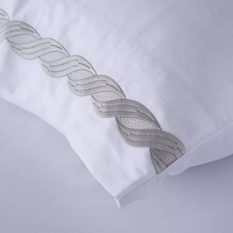 juego de cama satén algodón egipcio bordada blanco