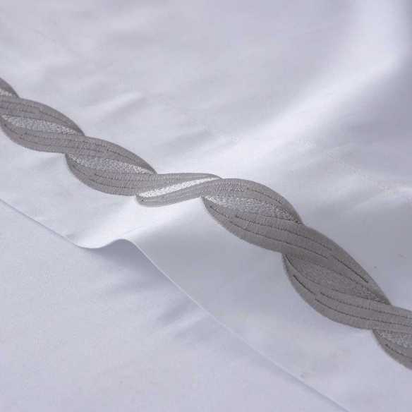 juego de cama 100% satén algodón egipcio bordada blanco