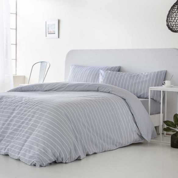 funda nórdica algodón rayas azul