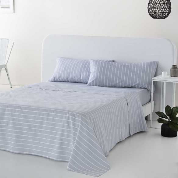 juego de sábanas rayas azul