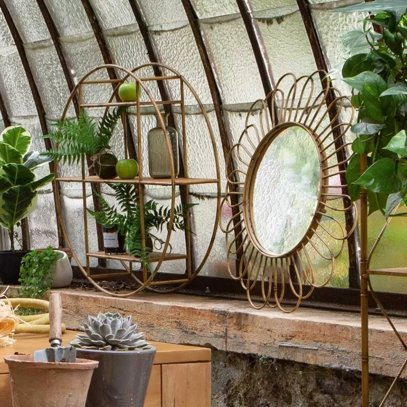 estantería redonda de bambú para la pared