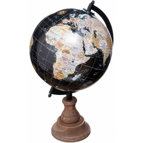 globo terráqueo madera y metal