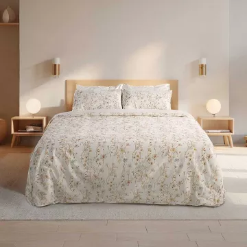 funda de edredón percal algodón 200 hilos beige 2