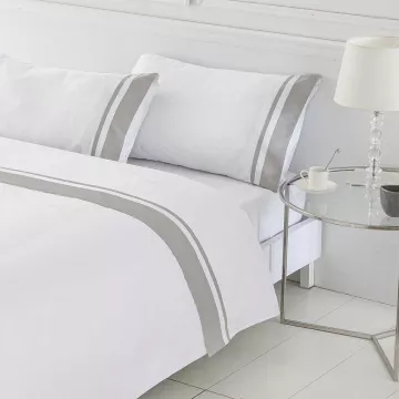 funda nórdica satén 400 hilos blanco y gris