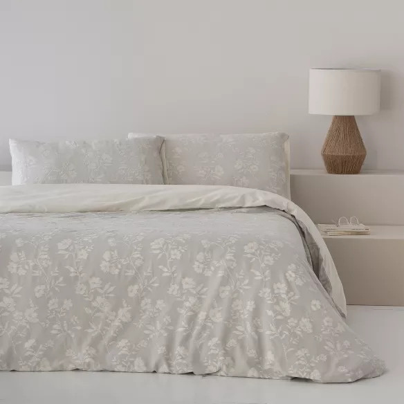 funda edredón nórdico algodón jacquard gris 200 hilos