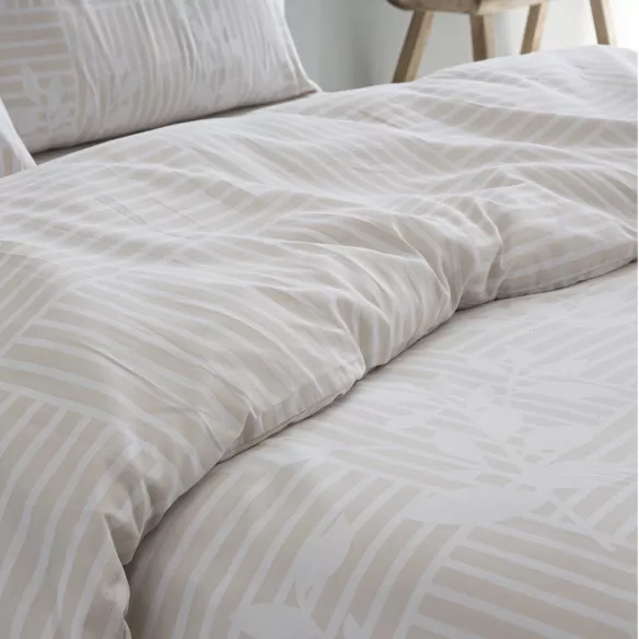 funda para nórdico beige reversible poliéster algodón