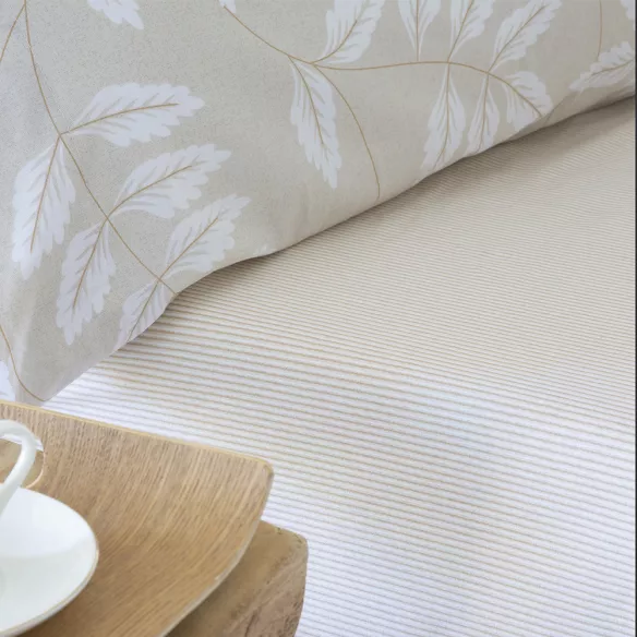 detalle almohada funda nórdica algodón orgánico beige reversible