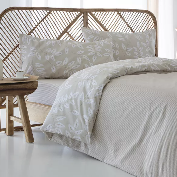 funda nórdica reversible algodón orgánico beige