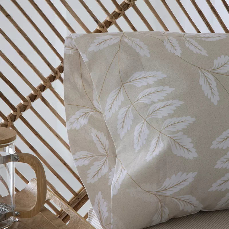 juego de sábanas algodón orgánico beige detalle almohada