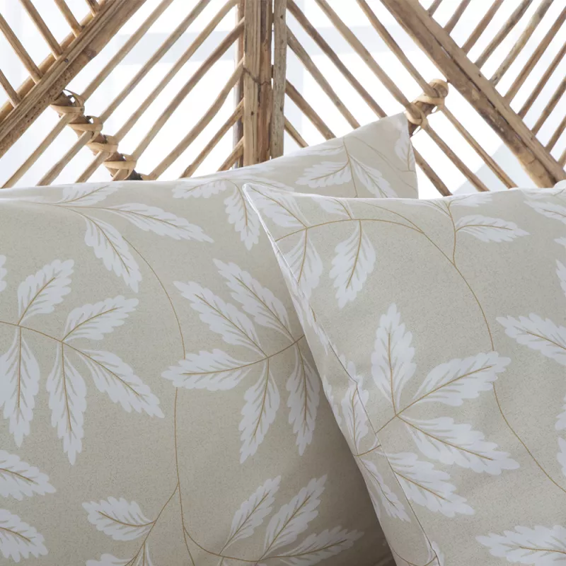 juego de cama algodón orgánico beige detalle almohada