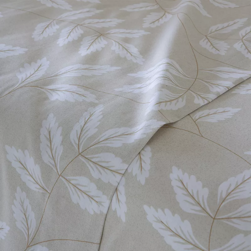 juego de sábanas algodón orgánico beige motivos florales