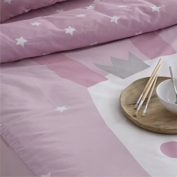 detalle del saco nórdico con relleno nórdico infantil rosa cierre con cremallera