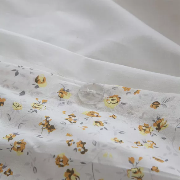 funda nórdica algodón beige cierre con botones con flores