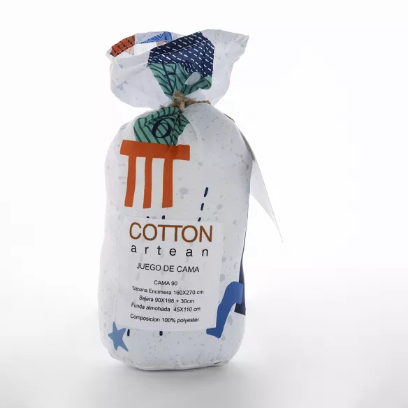 embalaje del juego de sábanas infantil juvenil con cohetes algodón poliéster azul con funda nórdica