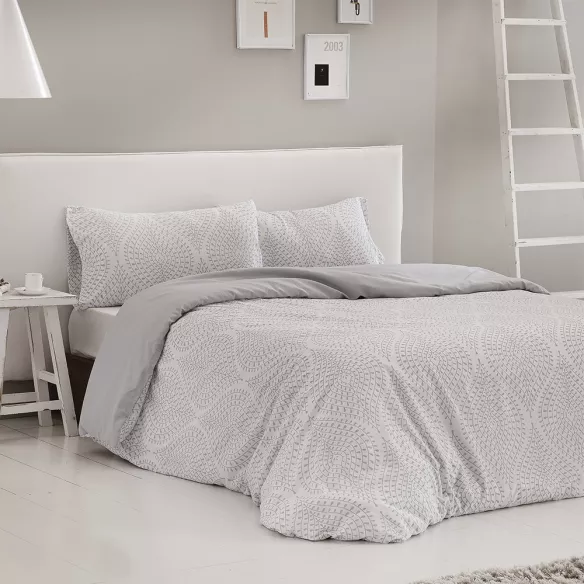 funda nórdica gris algodón poliéster