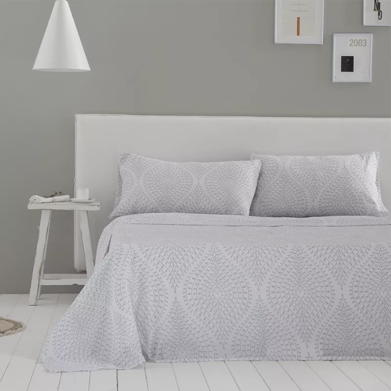 juego de cama gris algodón poliéster
