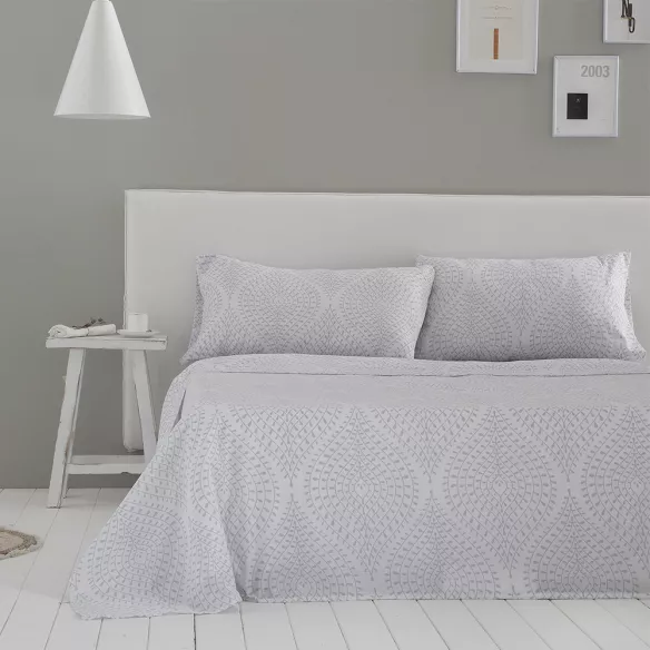juego de cama gris algodón poliéster