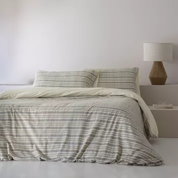 Funda nórdica juvenil algodón jacquard gris y verde 2