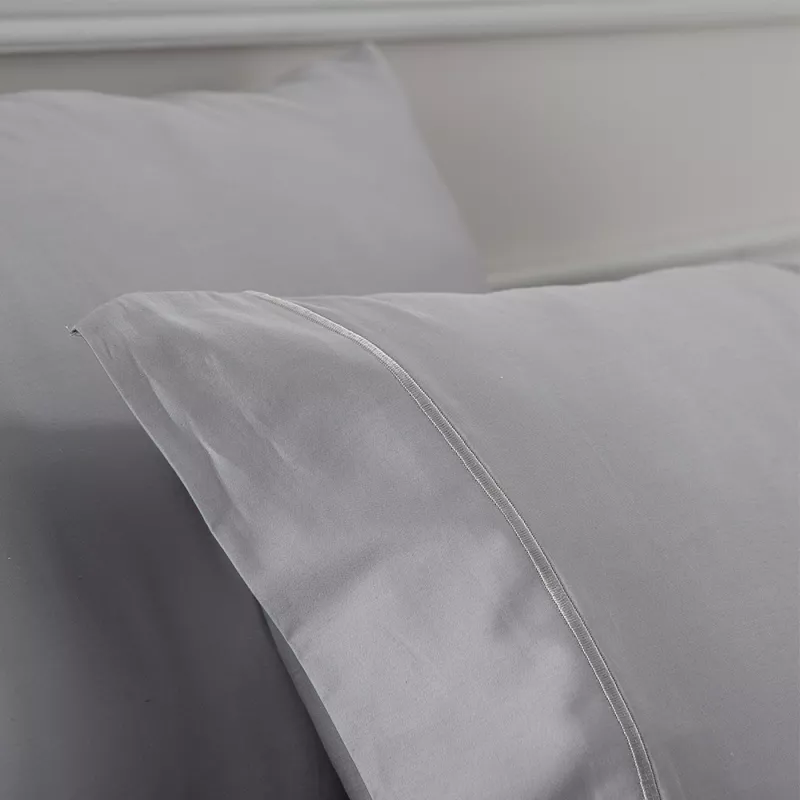 funda edredón nórdico satén algodón 400 hilos gris con sábana bajera ajustable