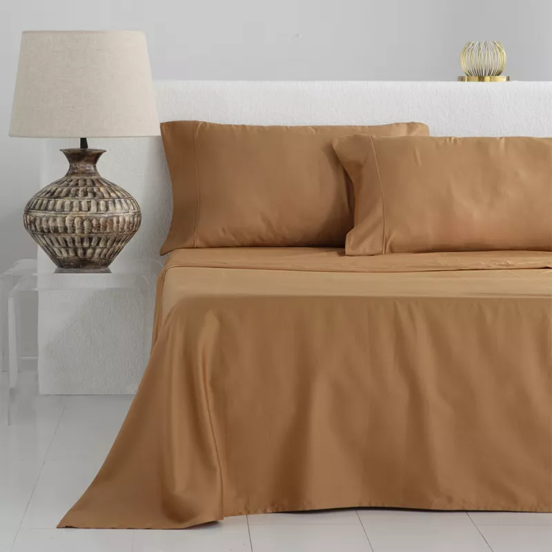 juego de cama satén algodón egipcio 300 hilos terracota