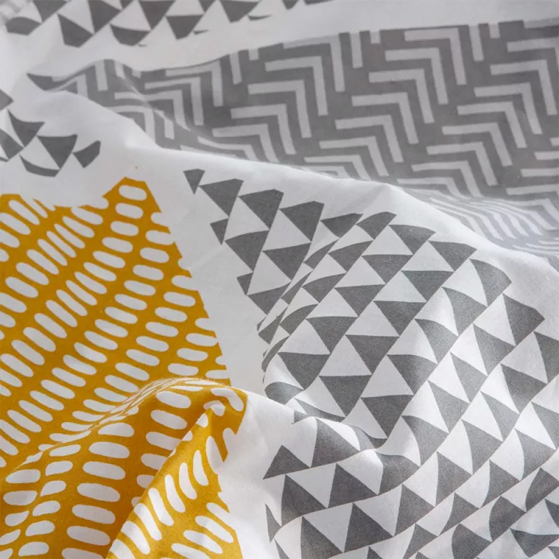 juego de sábanas no se arruga gris y mostaza