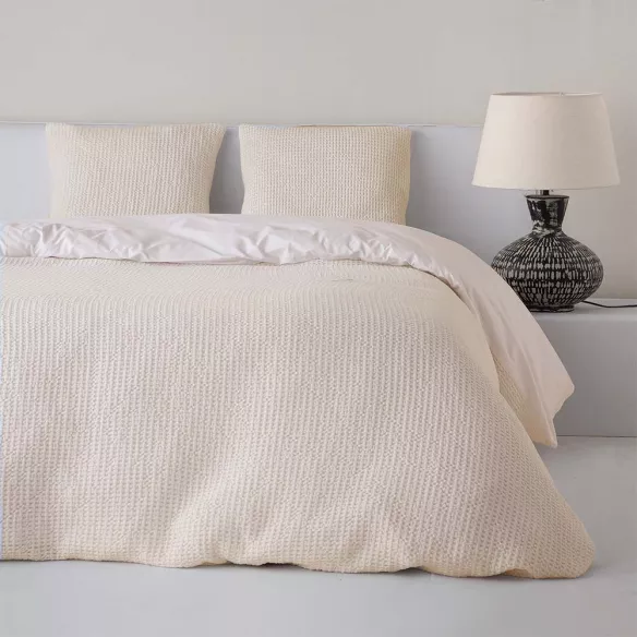 funda edredón nórdico nido abeja waffle beige