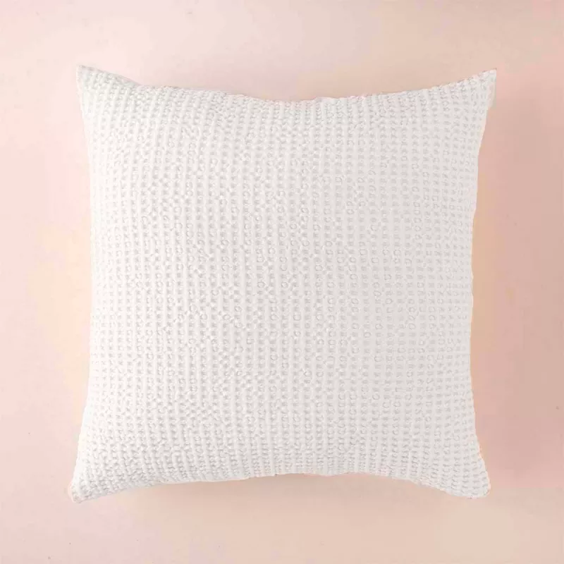 funda de cojin cuadrado nido de abeja beige