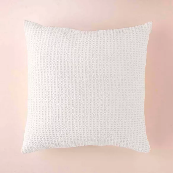 funda de cojin cuadrado nido de abeja beige