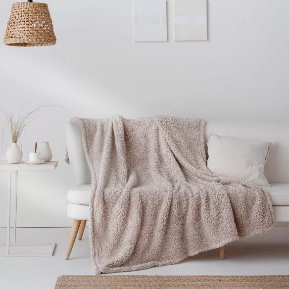 manta plaid multiusos beige ideal para viaje sofá cama