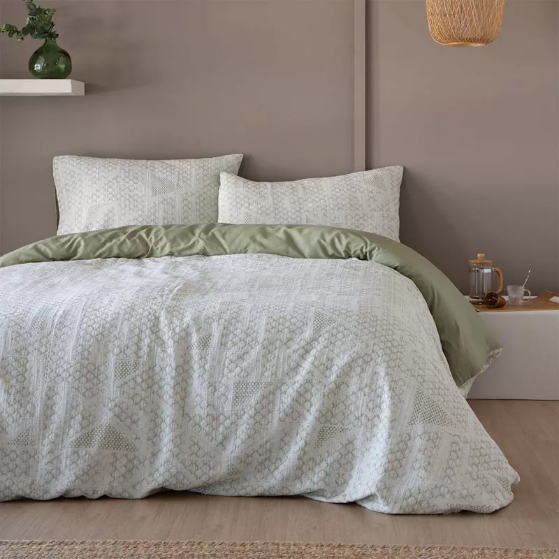 funda edredón nórdico verde algodón